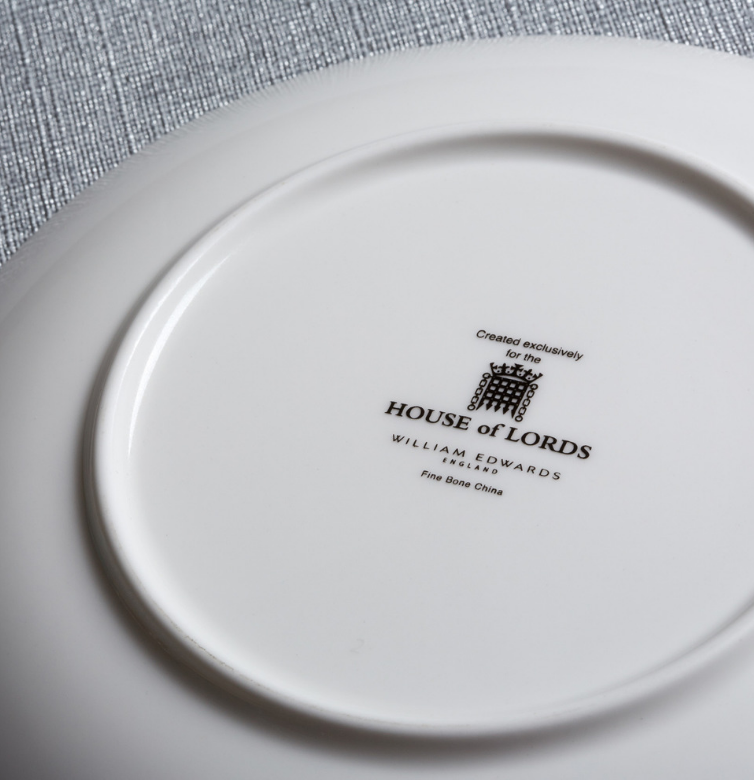 Bottom of bone china plate with William Edwards backstamp