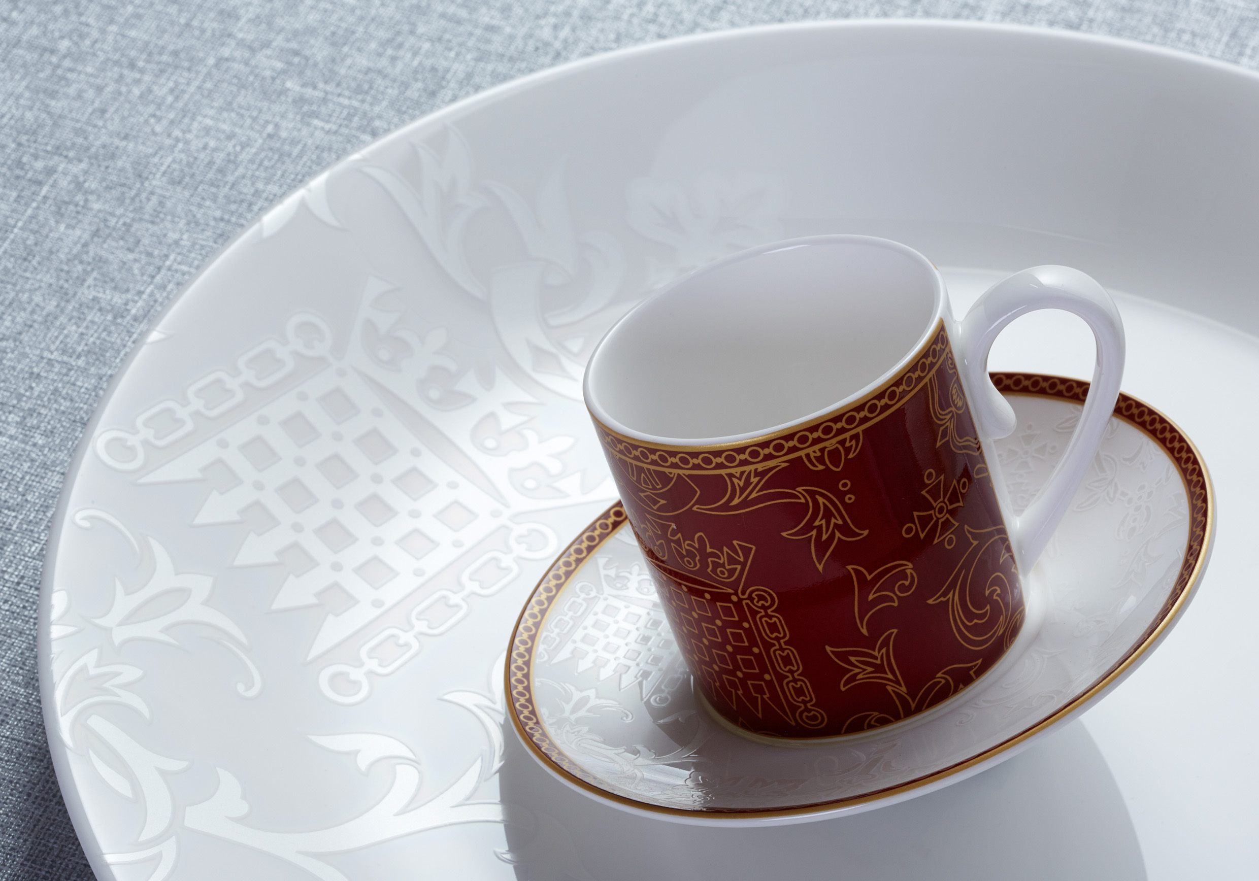 Bespoke bone china cup and saucer for the House of Lords
