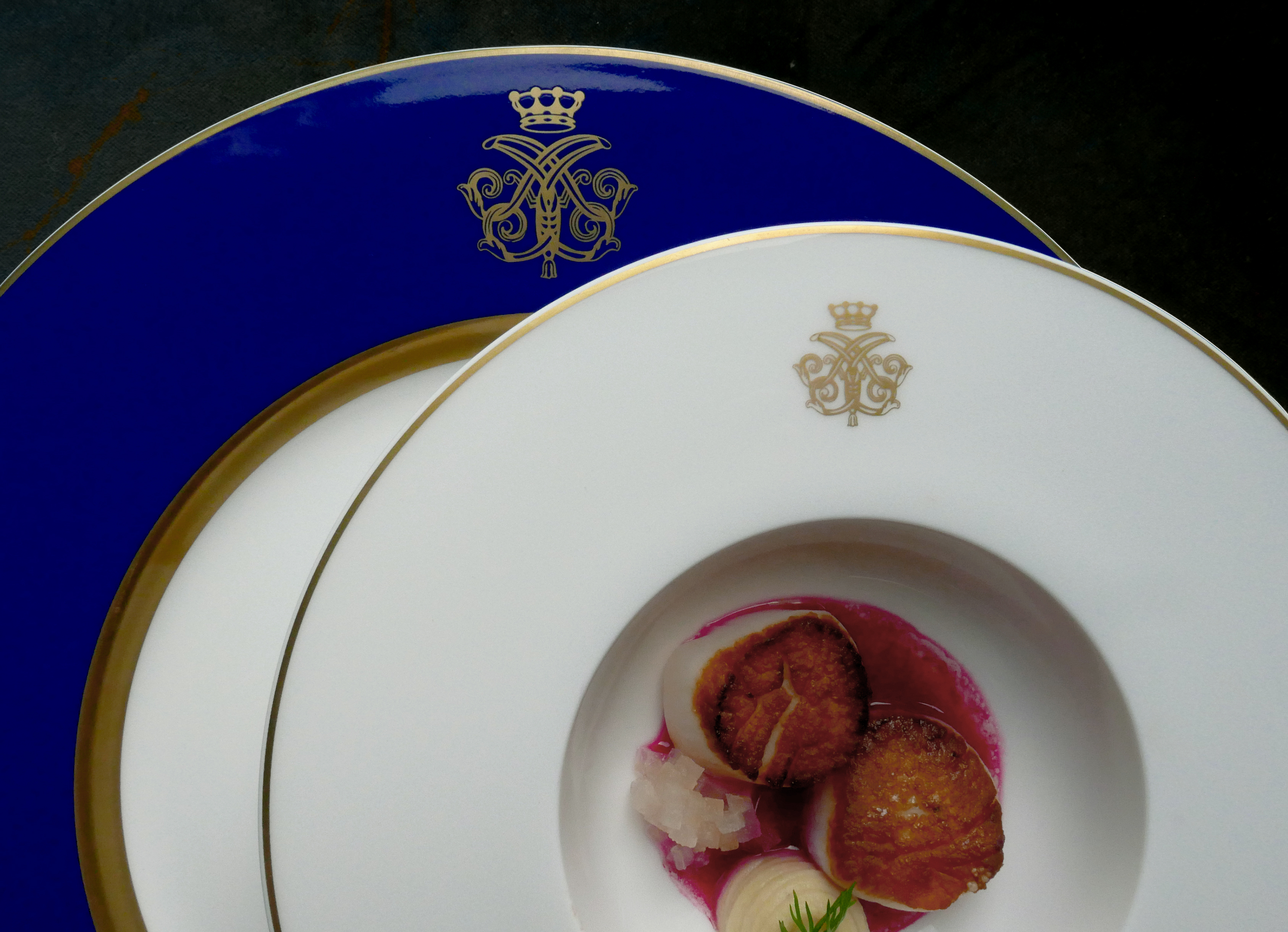 Bespoke Bone China plates with Ashford Castle badge