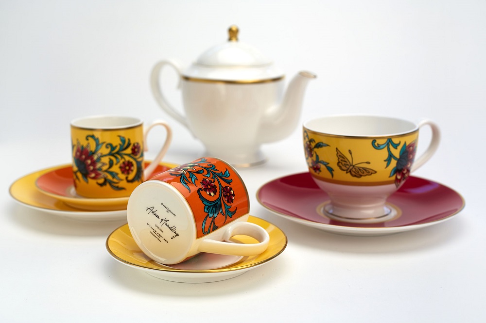 Bespoke bone china afternoon tea set for Belmond Cadogan Hotel with Adam Handling backstamp