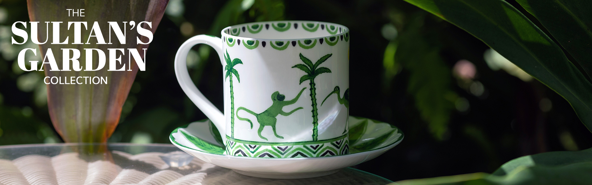 Bone china espresso cup and saucer (bird pattern)