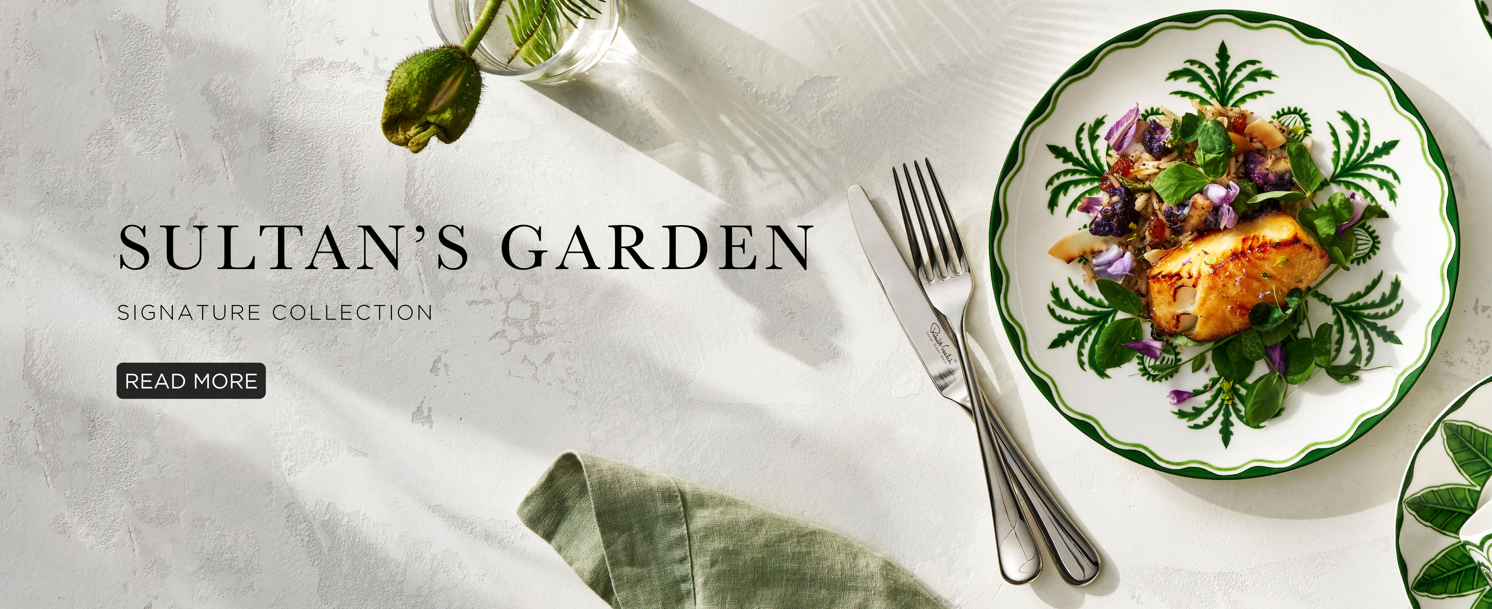 sultans garden green overhead of plates